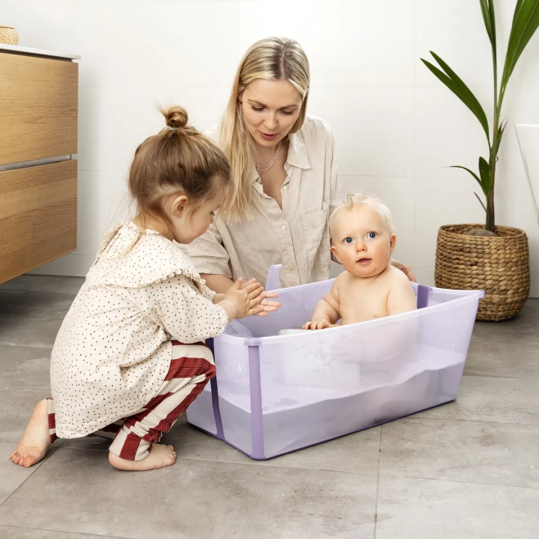 Stokke Flexi Bath, Ocean Blue - Opvouwbaar babybadje - Lichtgewicht, duurzaam en gemakkelijk op te bergen - Handig voor thuis of op reis - Geschikt voor pasgeborenen en baby's