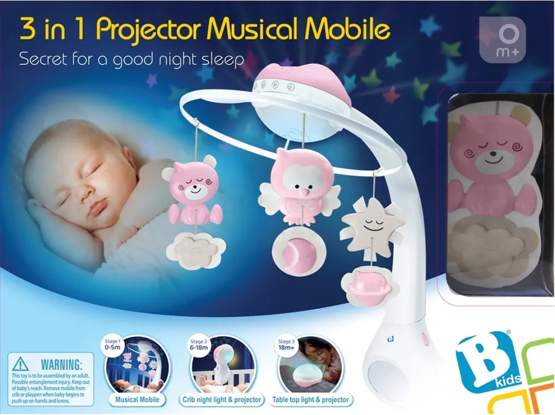 Infantino Roze Bedmobiel met Muziek & Nachtlampje