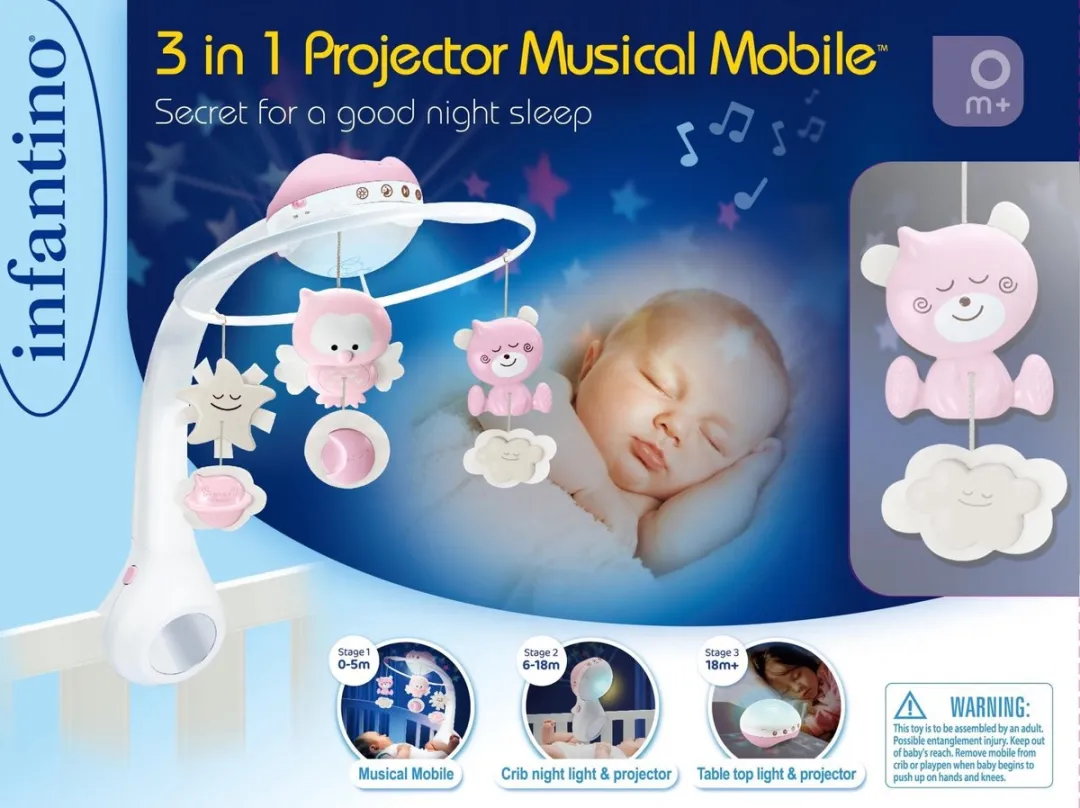 Infantino Roze Bedmobiel met Muziek & Nachtlampje