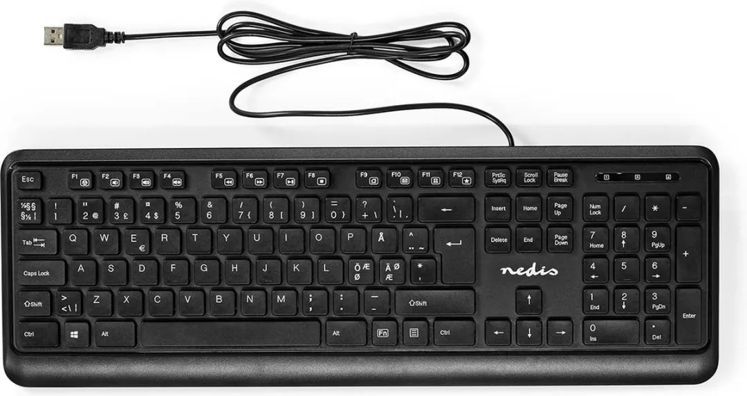 Nedis KBMU200BKND Bedraad Toetsenbord QWERTY - Multimedia - Zwart
