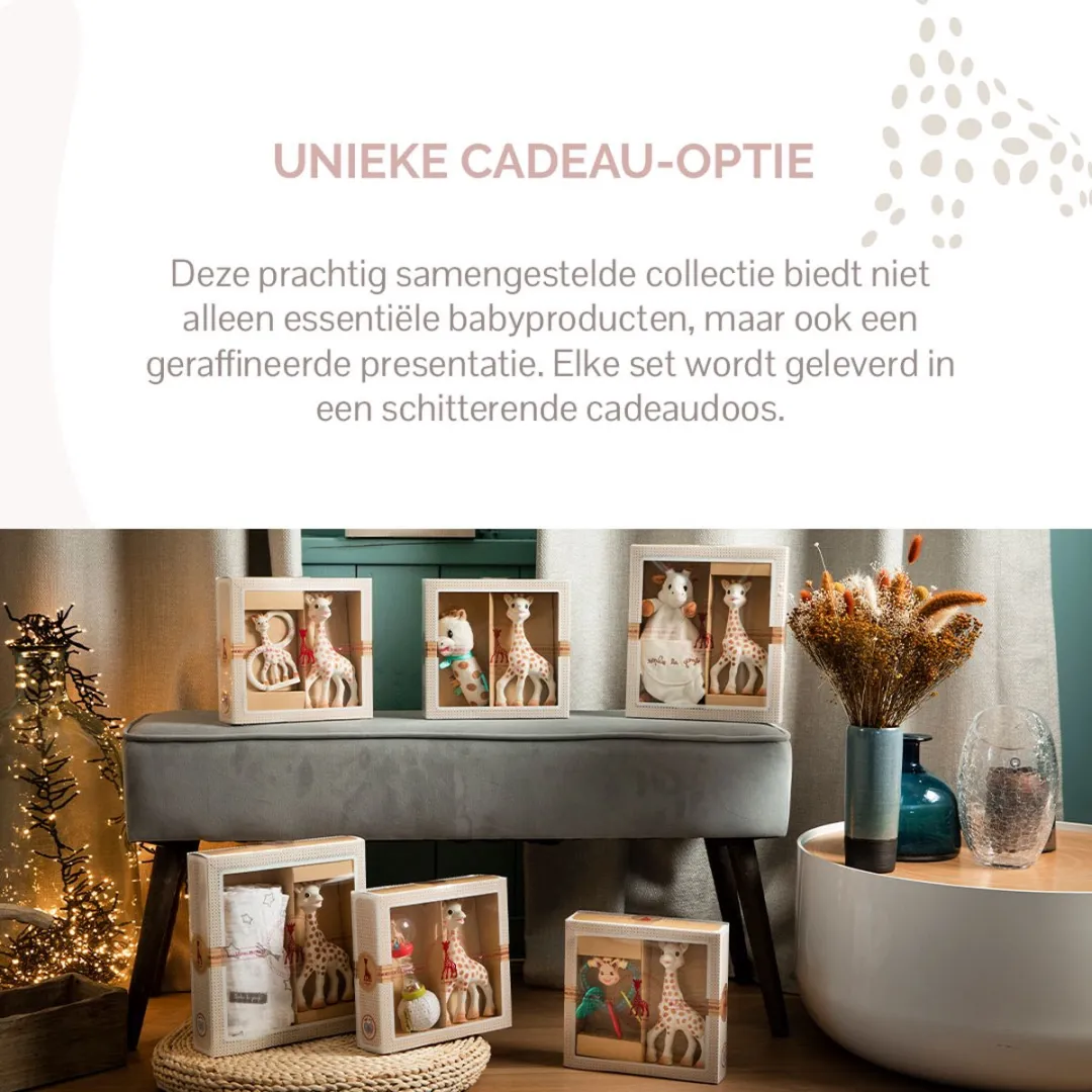 Sophie de Giraf Sophiesticated Cadeauset - Knuffeldoekje met speenhouder - 4-delig