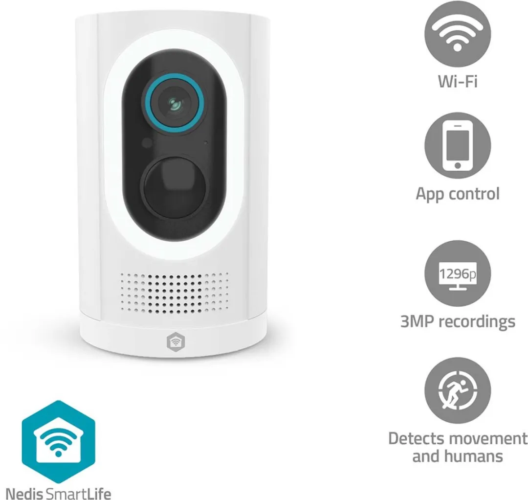 Nedis SmartLife WIFICBO33WT Beveiligingscamera Buiten - 3MP Full HD - IP65 - Wit