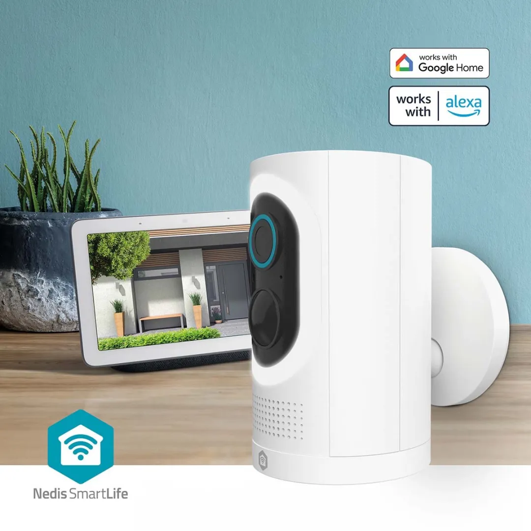 Nedis SmartLife WIFICBO33WT Beveiligingscamera Buiten - 3MP Full HD - IP65 - Wit