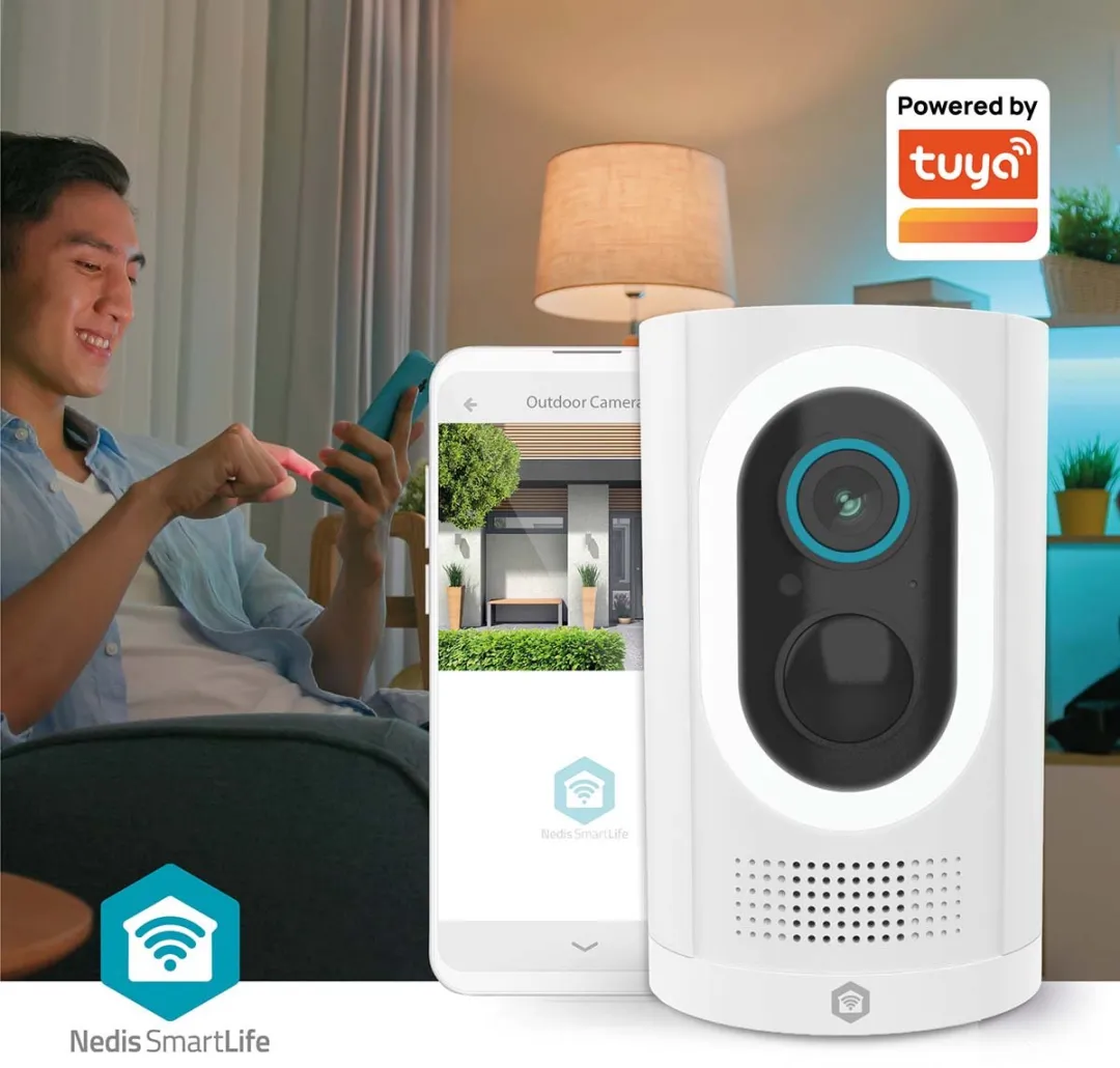 Nedis SmartLife WIFICBO33WT Beveiligingscamera Buiten - 3MP Full HD - IP65 - Wit