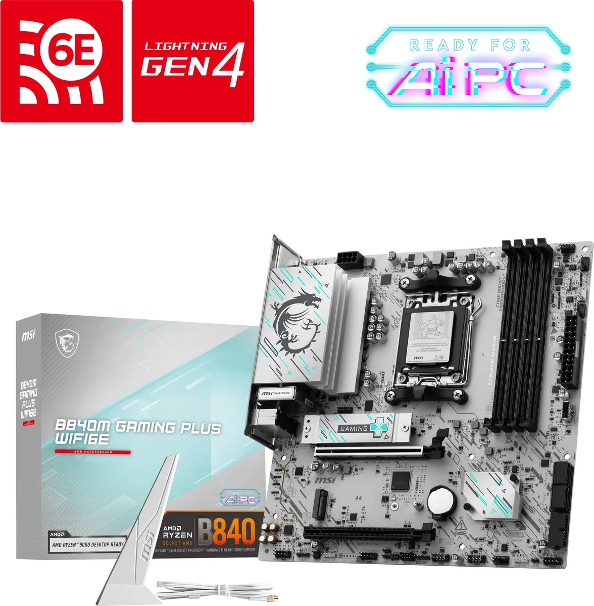 MSI B840M GAMING PLUS WIFI6E AM5 Micro-ATX Moederbord