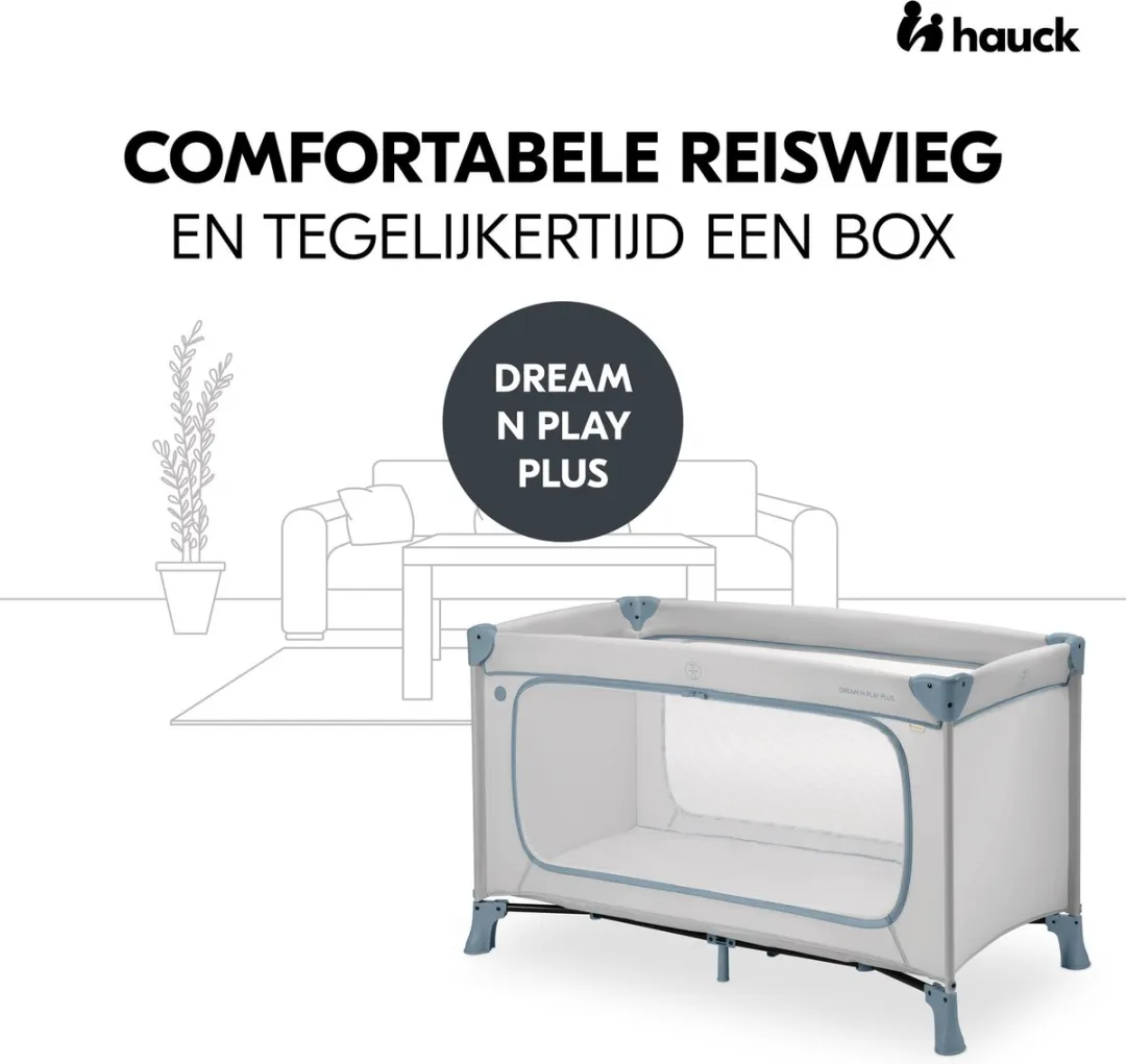 Hauck Dream N Play Plus Campingbedje - Dusty Blue