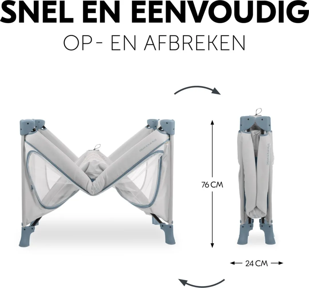 Hauck Dream N Play Plus Campingbedje - Dusty Blue - afbeelding 6 van 6