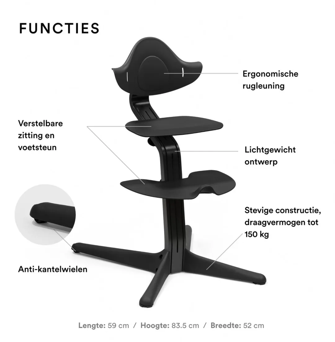 Stokke Nomi Stoel - Zwart - 150 kg