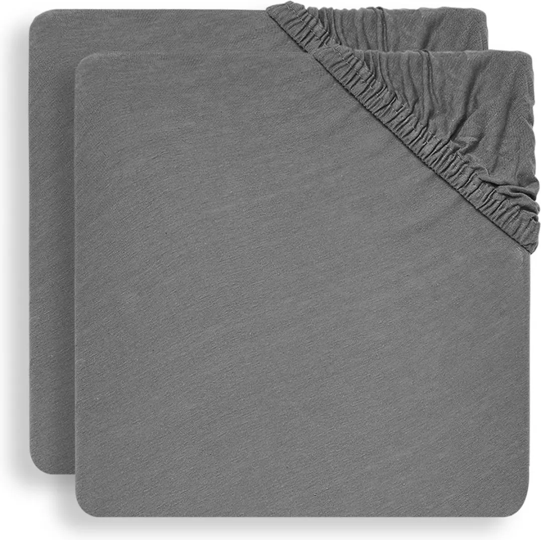 Jollein Baby Hoeslaken Boxmatras Jersey Storm Grey - 2 Stuks 75x95cm