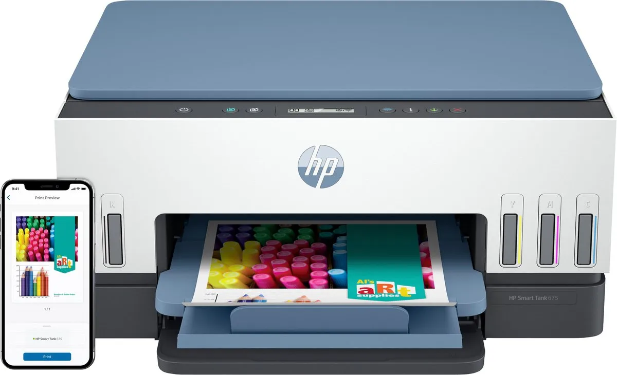 HP Smart Tank 675 All-in-One Printer - 28C12A - Blauw/Grijs/Wit - afbeelding 6 van 6