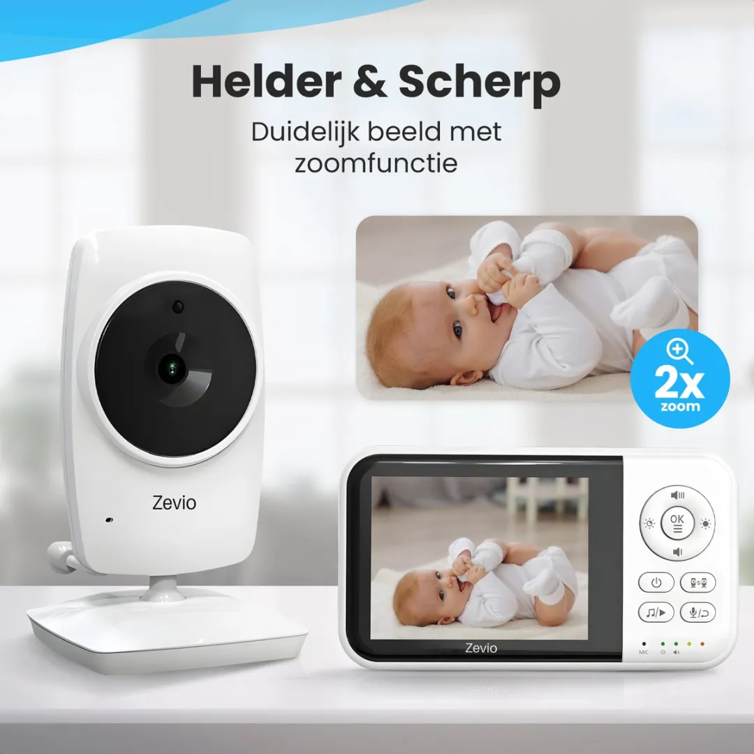 Zevio Babyfoon Comfort 3.2 inch Wit - Camera + Monitor