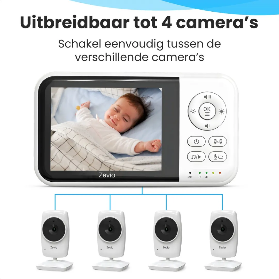 Zevio Babyfoon Comfort 3.2 inch Wit - Camera + Monitor