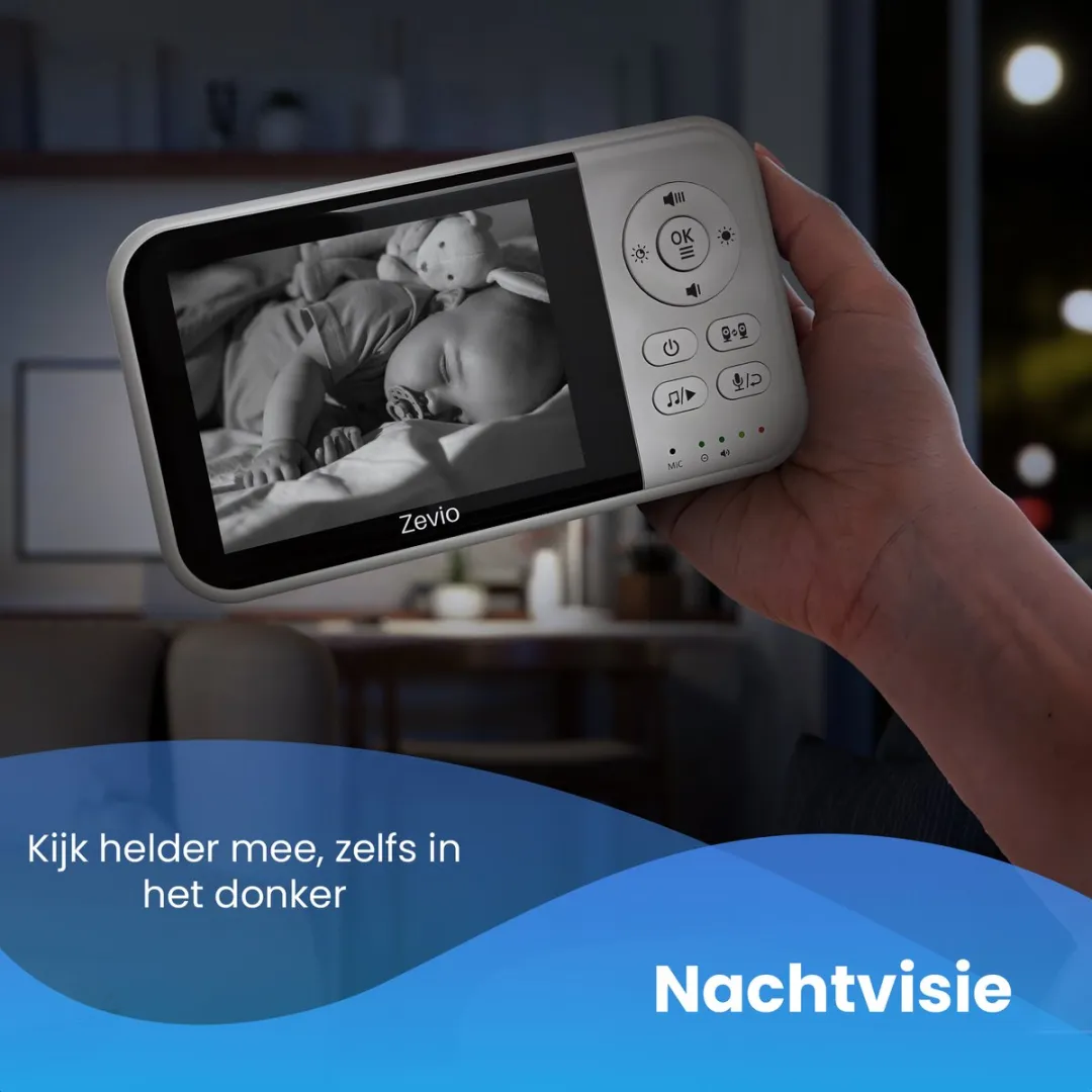Zevio Babyfoon Comfort 3.2 inch Wit - Camera + Monitor