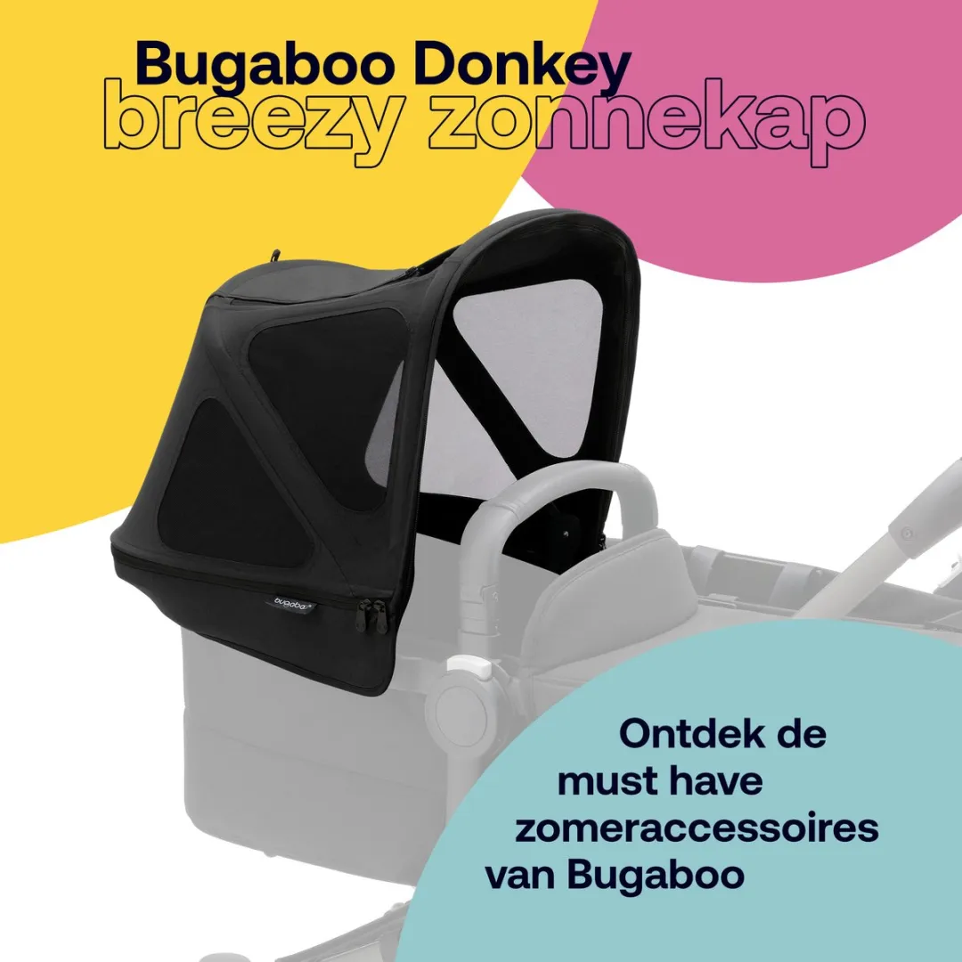 Bugaboo Donkey Breezy Sun Canopy - Midnight Black - afbeelding 3 van 6