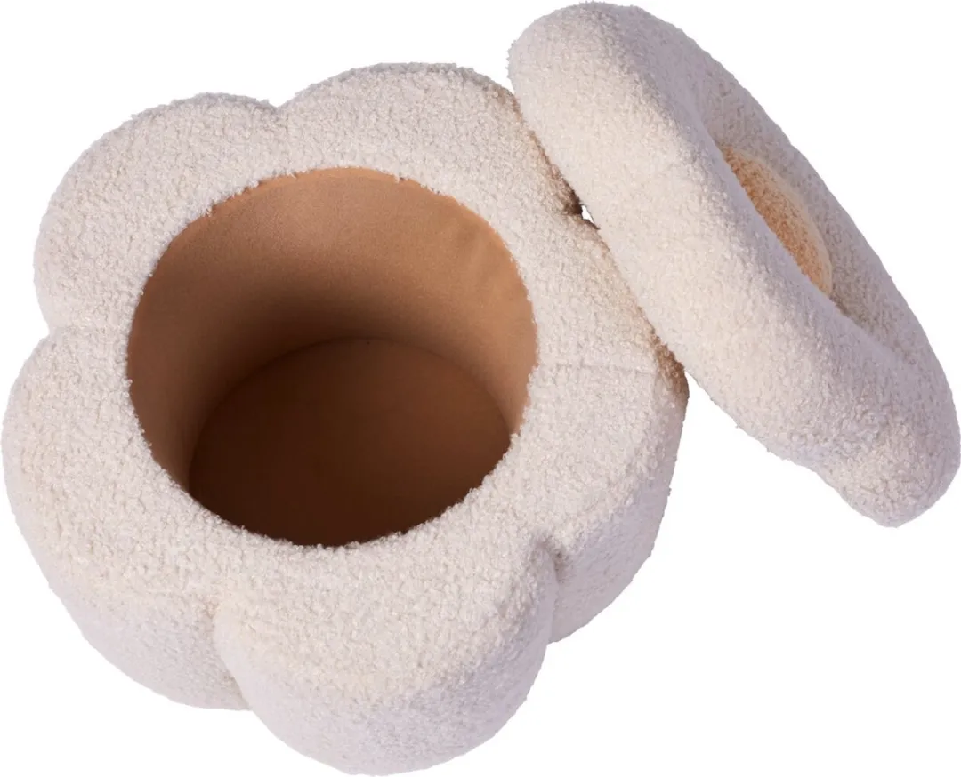 Childhome Bloem Poef Speelgoedkist - 35x35x32cm - Ecru