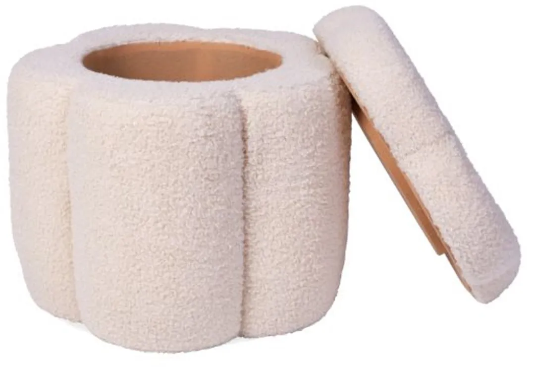 Childhome Bloem Poef Speelgoedkist - 35x35x32cm - Ecru