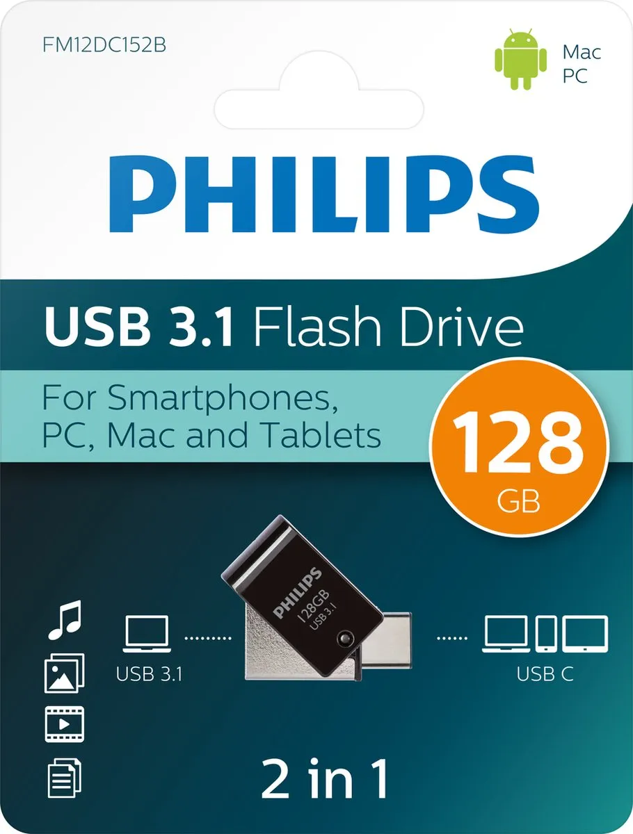Philips 2-in-1 USB-stick 3.1/USB-C 128GB