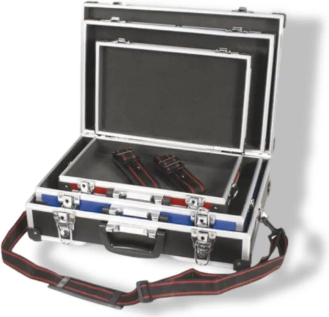 Perel Set 3 Aluminium Gereedschapskoffers 1826-3 - Max 430x290x120mm - Zwart/Blauw/Rood/Grijs