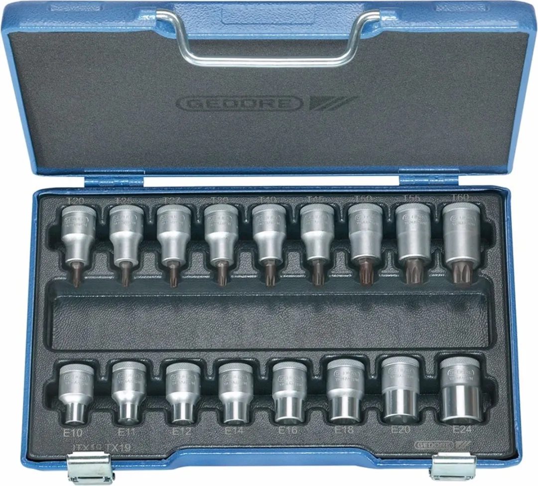Gedore ITX 19 TX-017 Dopsleutelset 1/2" - T20-T60