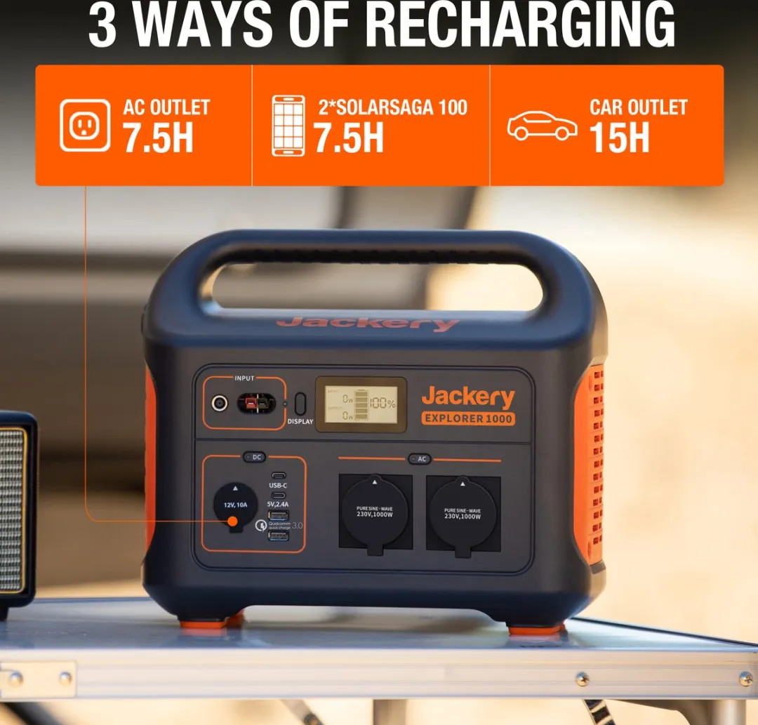 Jackery Explorer 1000 Powerstation - 1002Wh 1000W - met 1x 100W Zonnepaneel