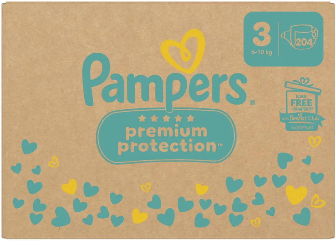 Pampers Premium Protection Maat 3 Luiers - 204 Stuks