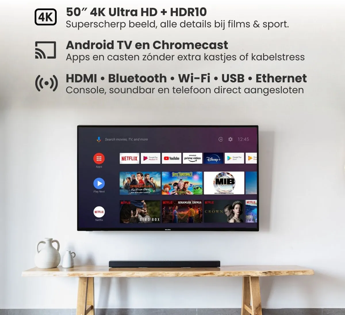 Salora 50QLEDTV 50 Inch Smart QLED TV - Zwart