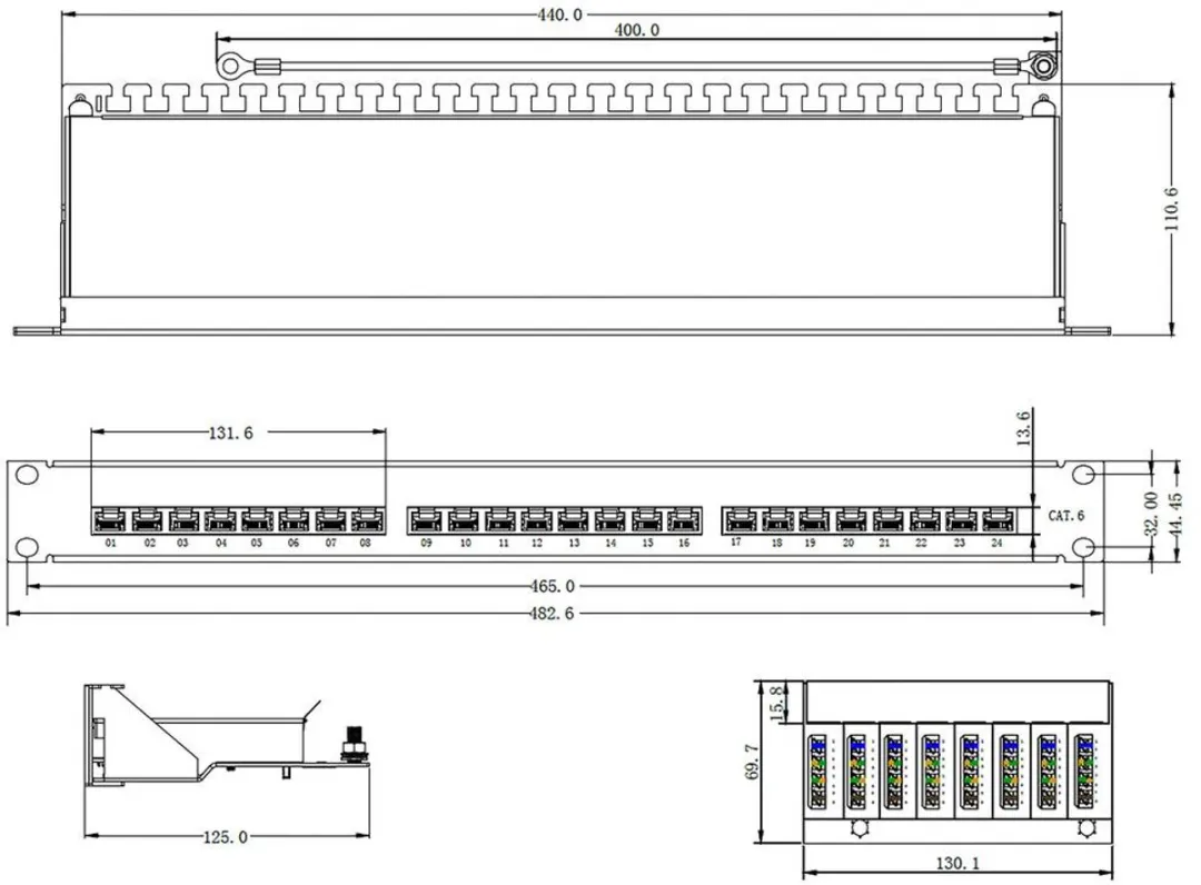 Renkforce RF-4277937 Netwerkpatchpaneel 24 Poorten CAT 6 - 19" 1HE