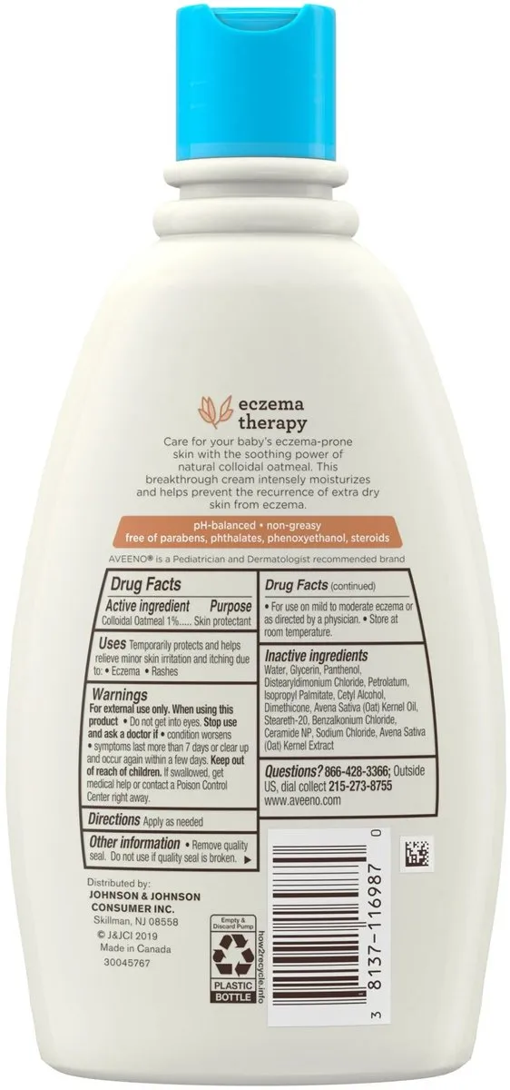 Aveeno Baby Eczema Therapy Verzachtende Babycrème 354ml