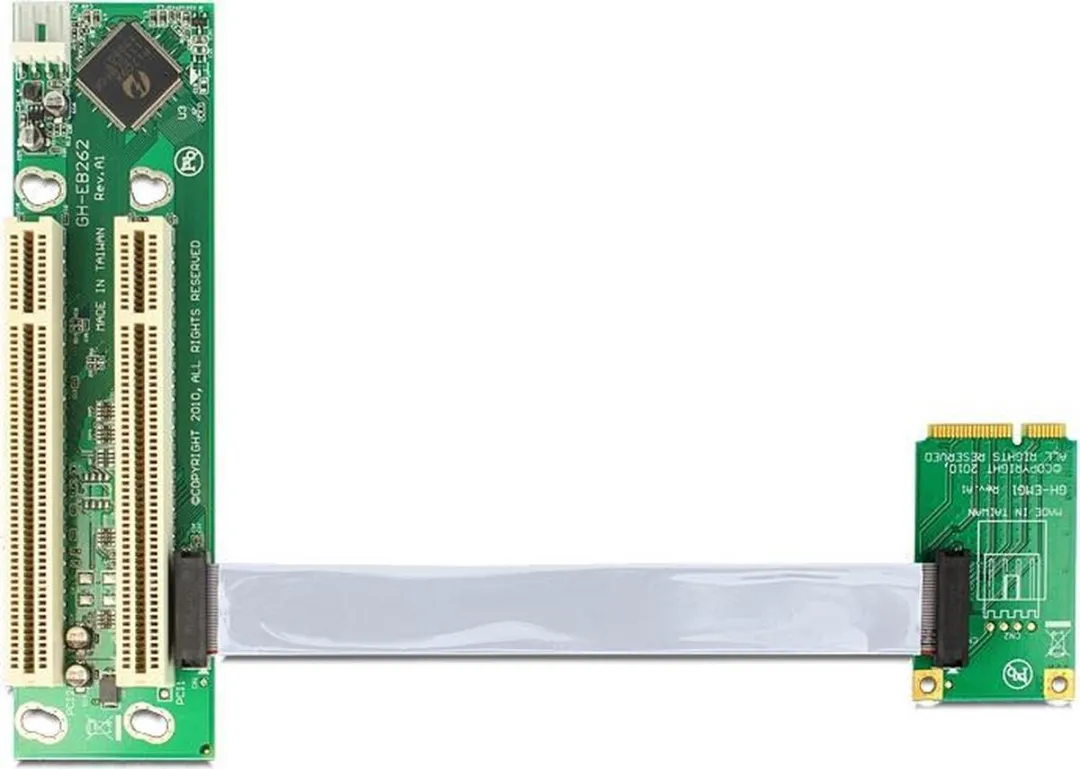 Delock Riserkaart Mini PCIe > 2x PCI - 13cm - Groen