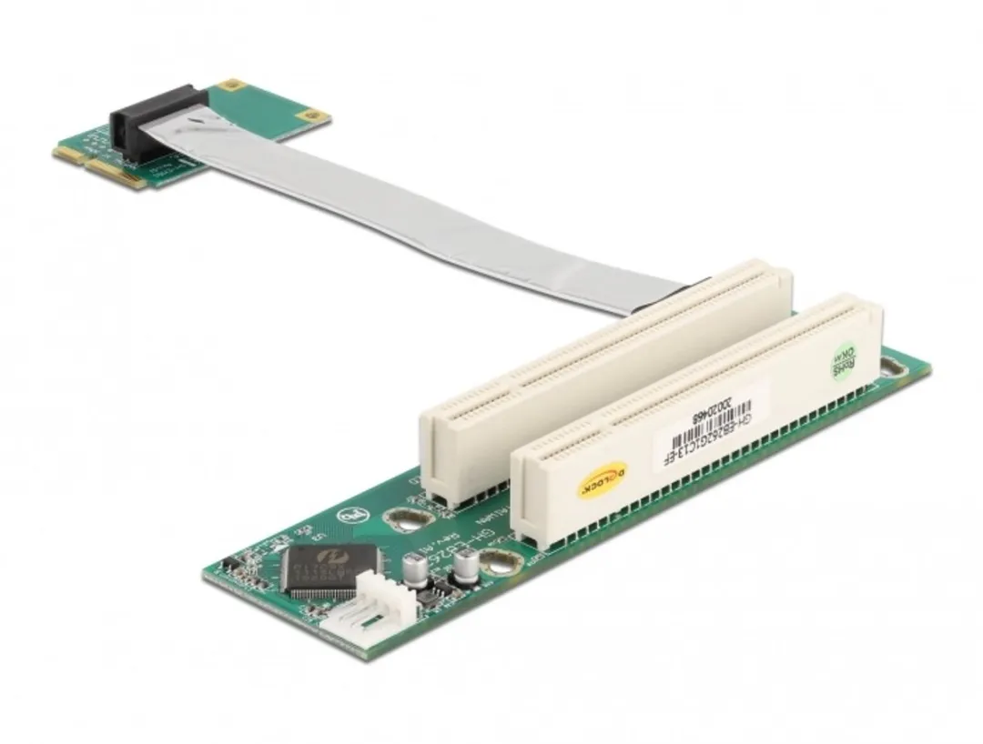 Delock Riserkaart Mini PCIe > 2x PCI - 13cm - Groen
