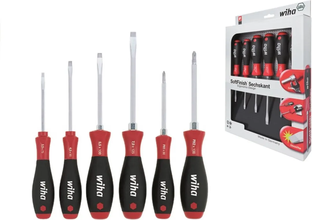 Wiha 308HK6 SoftFinish Schroevendraaierset 6-delig - PH