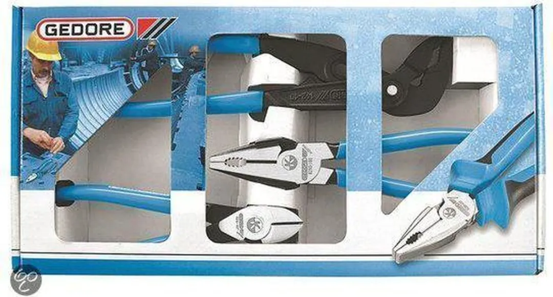 Gedore S 8303 TL 3-delige Tangenset - 10" 15-voudig verstelbaar - Blauw/Grijs