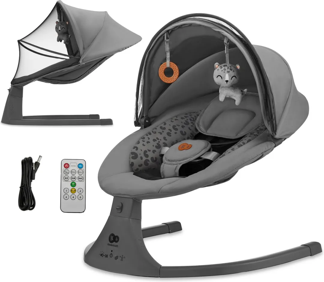KinderKraft LUMI 2 Elektrische Schommelstoel & Wipstoel - Donkergrijs
