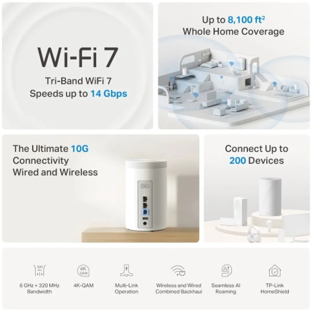 TP-Link Deco BE68 Wifi7 Mesh Router - 14000 Mbps - Wit