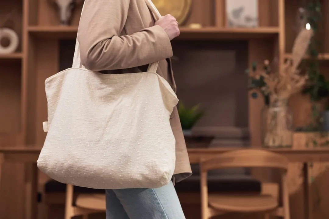 Jollein Shopper Embroidery Ivory Luiertas - 45x34cm