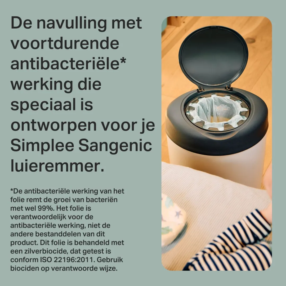 Tommee Tippee Simplee Sangenic navulcassette Set van 3 navulcassettes, alleen geschikt voor de Simplee Sangenic luieremmers, geurbestrijding en antibacteriële werking, 100% gerecycled frame