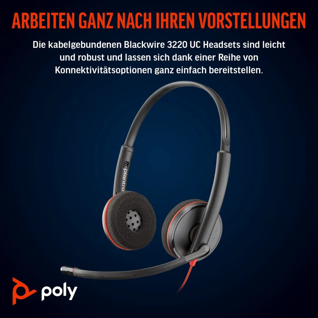HP Poly Blackwire 3220 Headset - Zwart