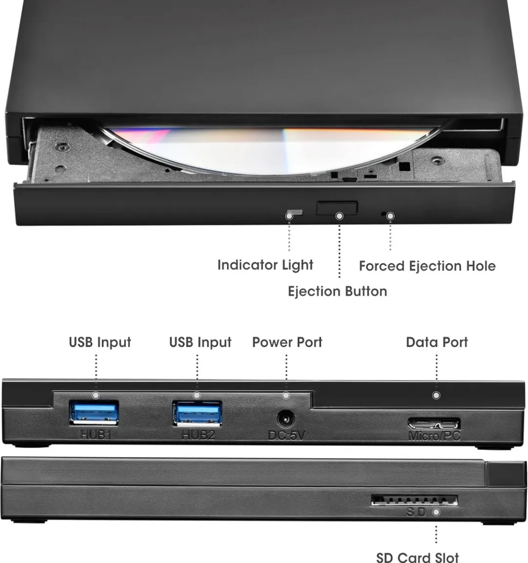 NÖRDIC K595 Externe DVD Speler - Draagbaar - Zwart