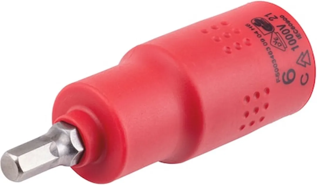 Würth VDE Dopsleutel 1/2 inch Binnenzeskant 6mm - Rood