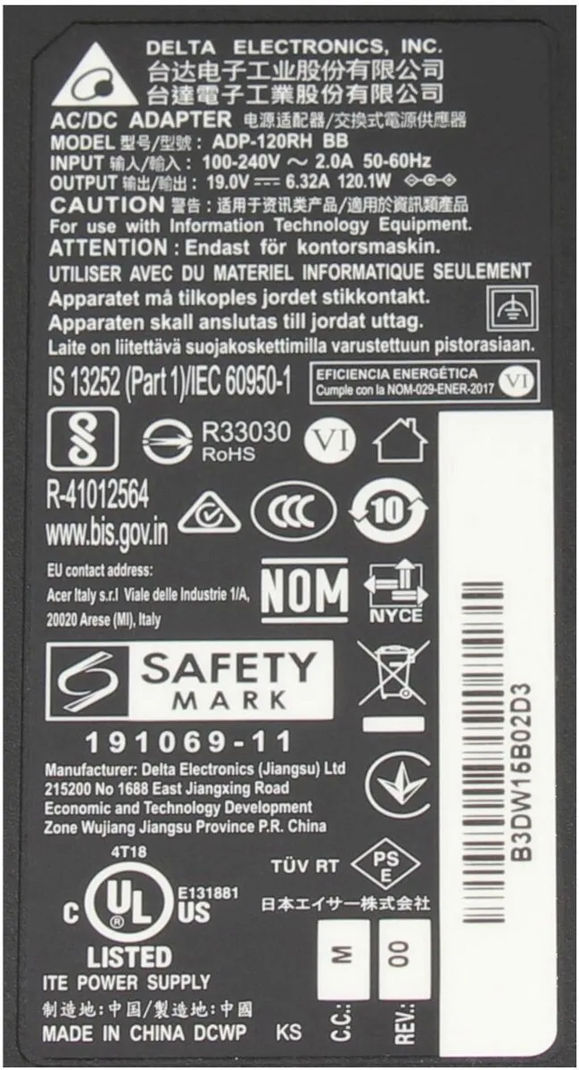 Acer 25.TPHM2.001 Oplader 120W - Laptop