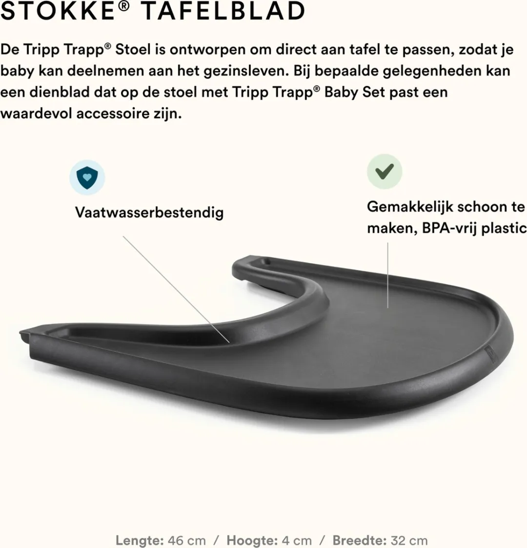 Stokke Tripp Trapp Eiken Stoel & Babyset 2 - Zwart