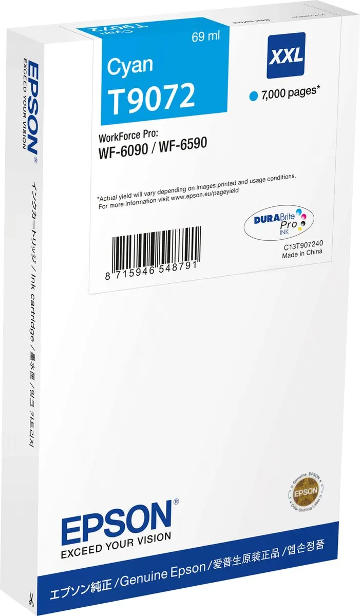 Epson T9072XXL Cyaan Inktcartridge - 69ml