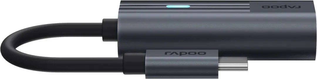 Rapoo UCA-1002 USB-C naar 3,5mm Audio Adapter - Donker Grijs - afbeelding 2 van 6