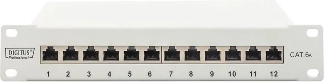 Digitus DN-91612S-EA-G Netwerkpatchpaneel 12 Poorten CAT 6A - 1HE
