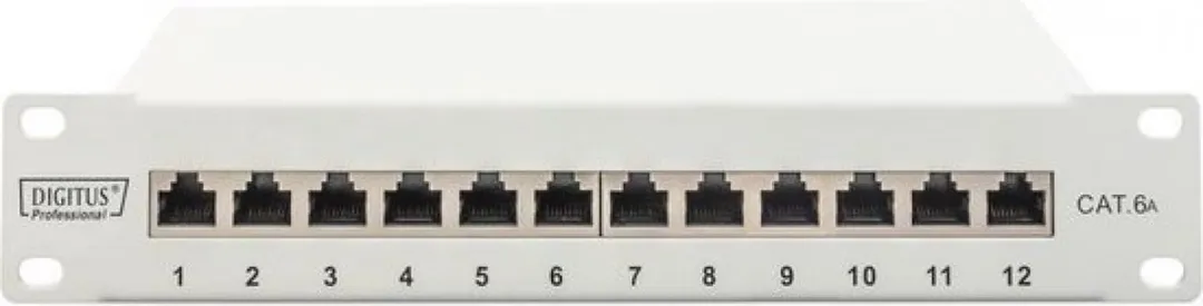Digitus DN-91612S-EA-G Netwerkpatchpaneel 12 Poorten CAT 6A - 1HE