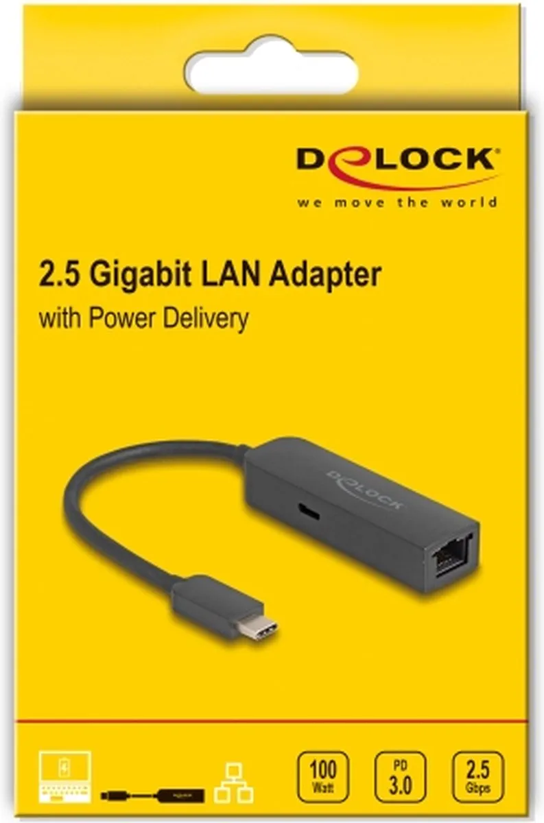 Delock 66938 USB-C 2.5Gbps Ethernet Adapter - Zwart