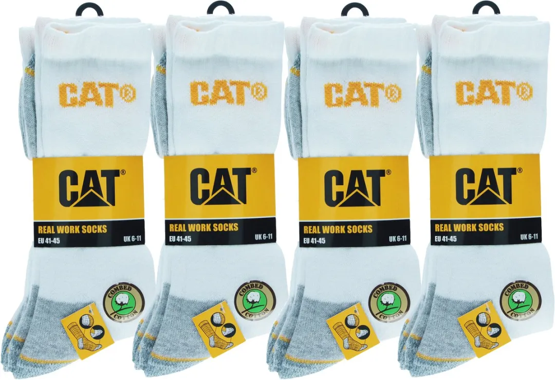 Caterpillar Werksokken Heren 12 Paar - Wit - 46-50