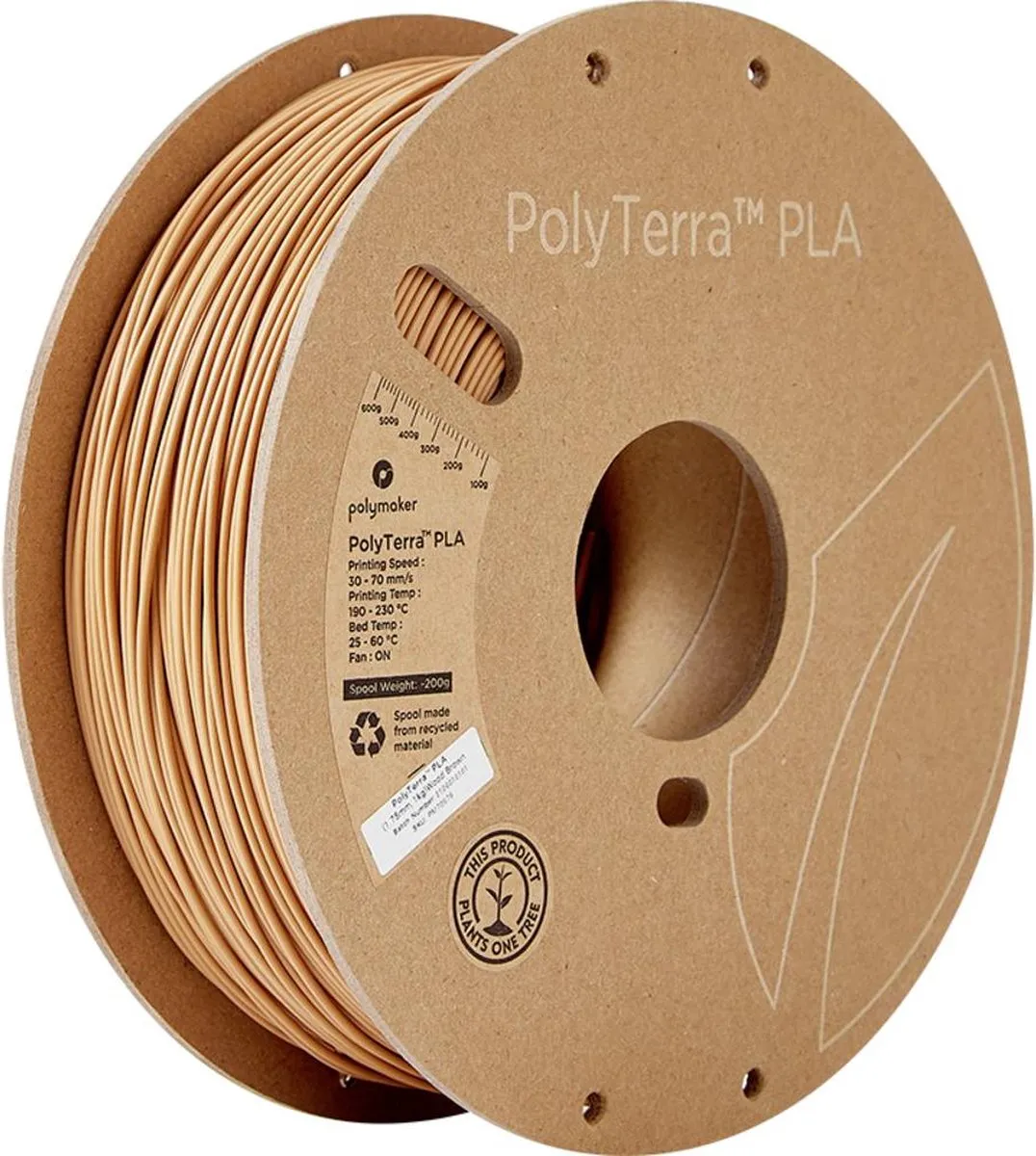 Polymaker PolyTerra Filament PLA 1.75mm 1000g Houtbruin