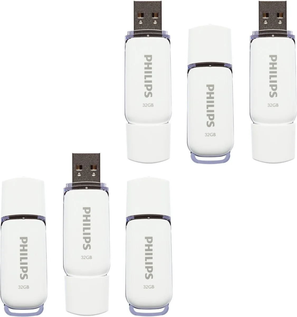 Philips FM327060 USB Stick 32GB - 6 Stuks - Wit/Blauw - afbeelding 4 van 4
