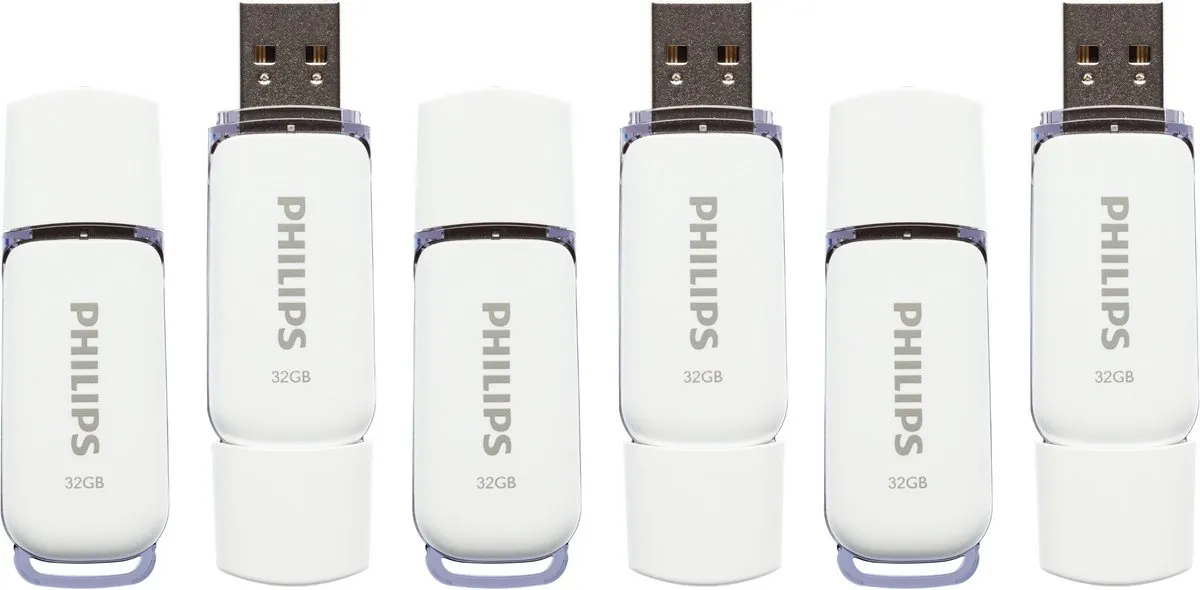 Philips FM327060 USB Stick 32GB - 6 Stuks - Wit/Blauw - afbeelding 3 van 4